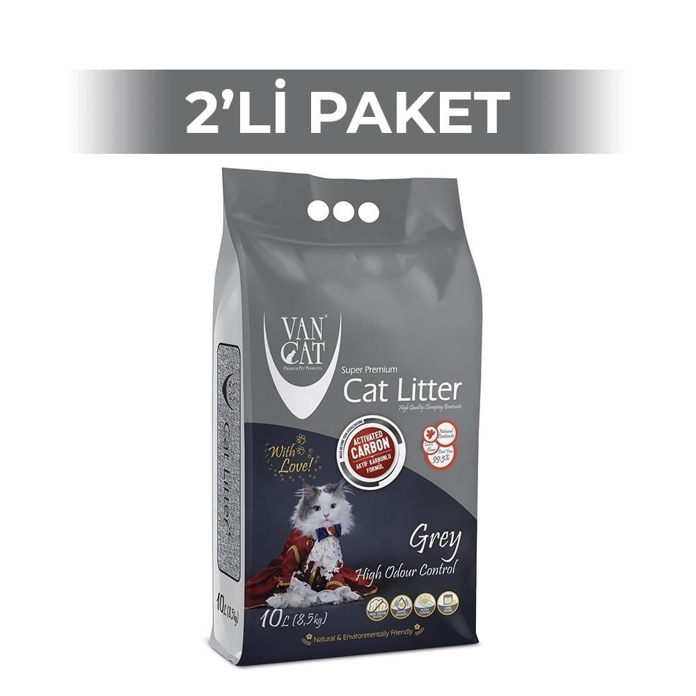 Vancat Aktif Karbon İnce Taneli Kedi Kumu 10 Lt (2 Adet)