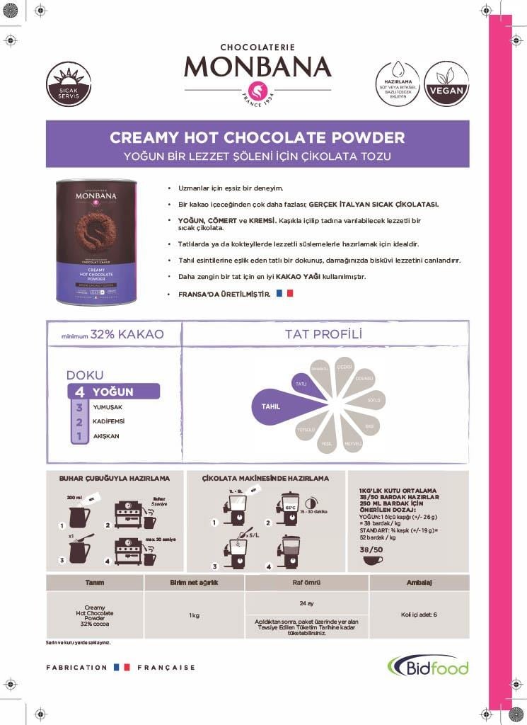 Monbana Sıcak Çikolata Creamy Po