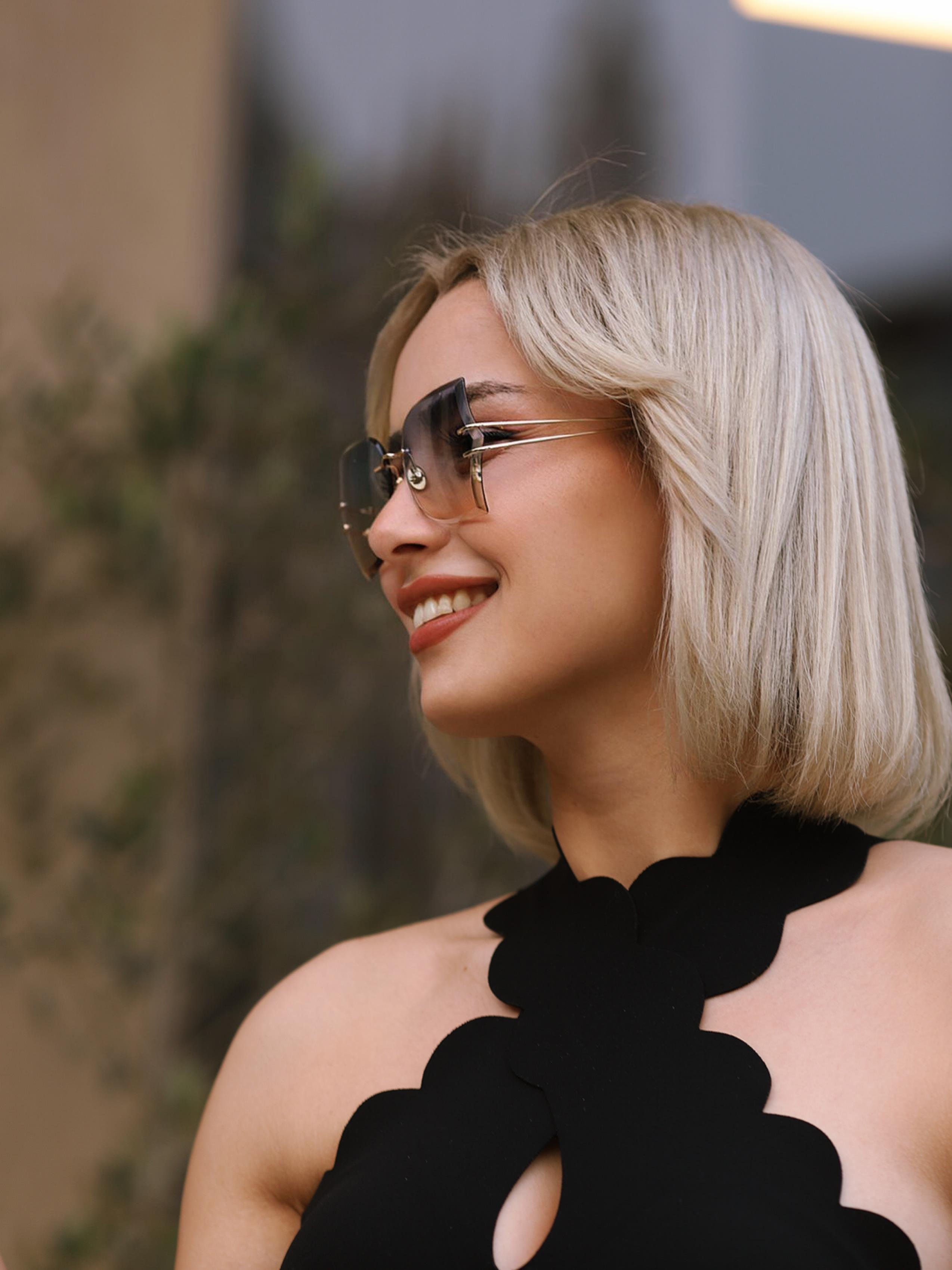 Angel Eyes Kadın Güneş Gözlüğü Geometrik Tasarım Gold Çerceve Degrade Cam