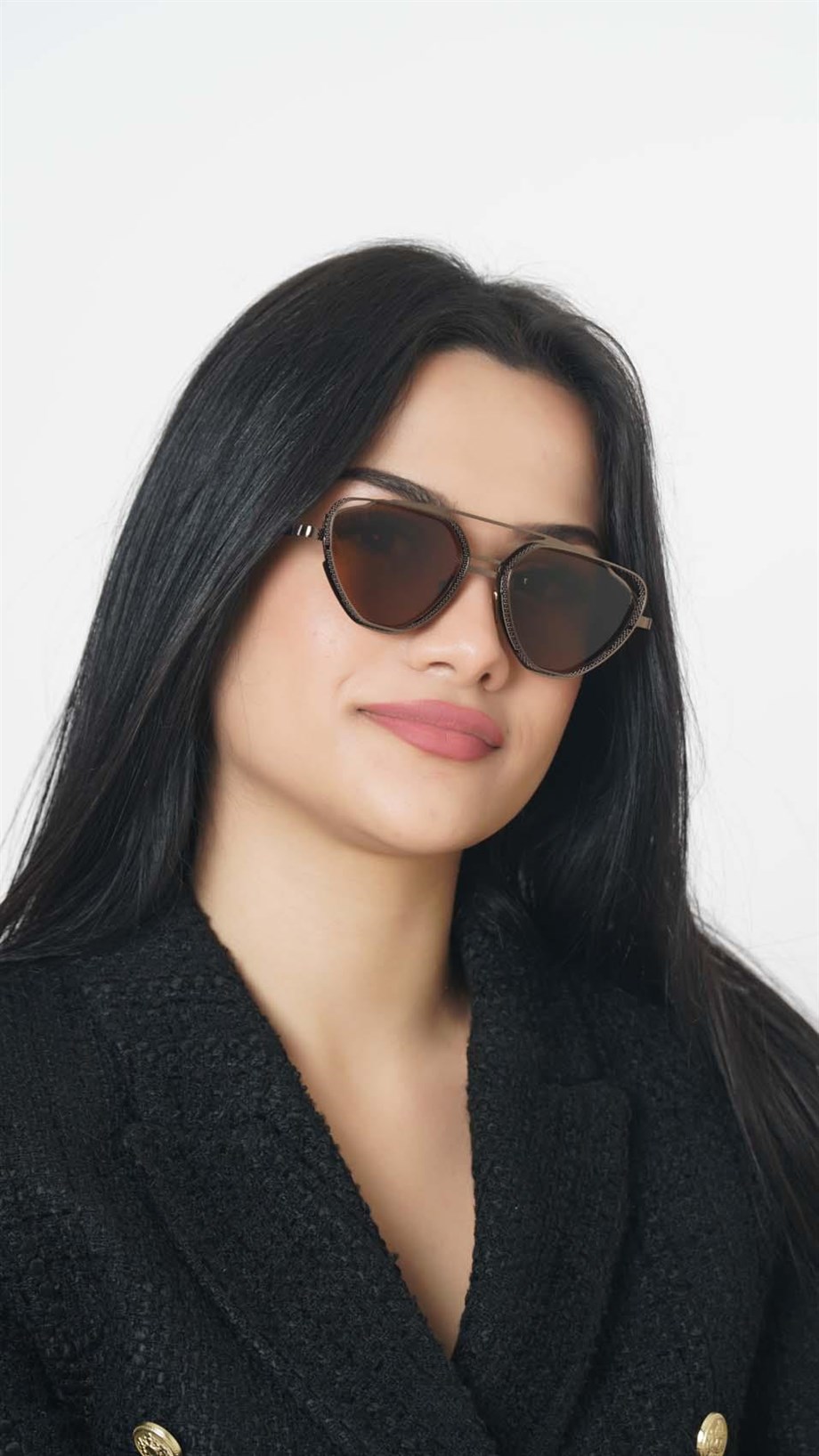 Angel Eyes Kahverengi Geometrik Çerçeve Unisex Güneş Gözlüğü