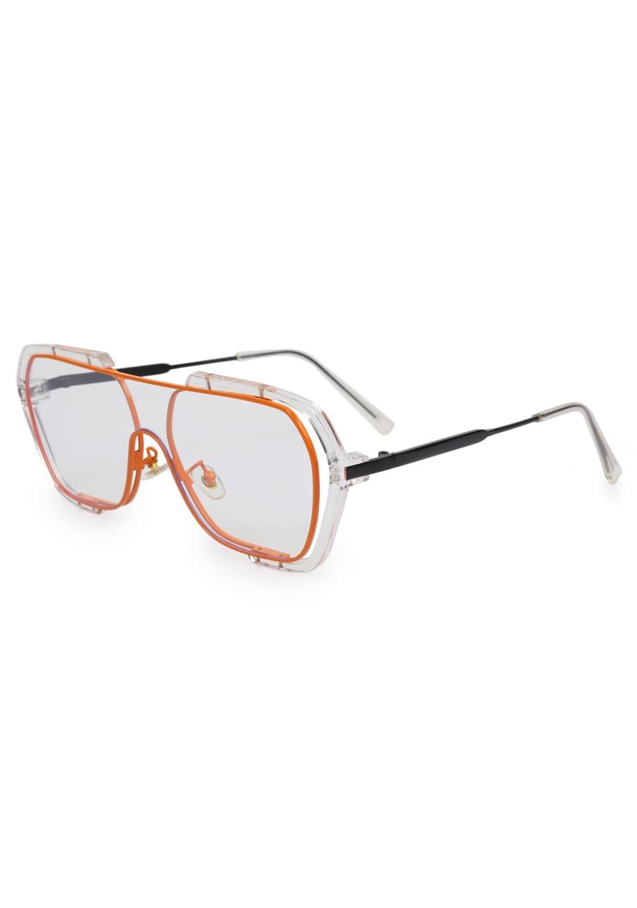 Angel Eyes Şeffaf Camlı Şeffaf-Turuncu Çerçeveli Unisex Mavi Işık Koruyucu Gözlüğü AE31464C5BBX