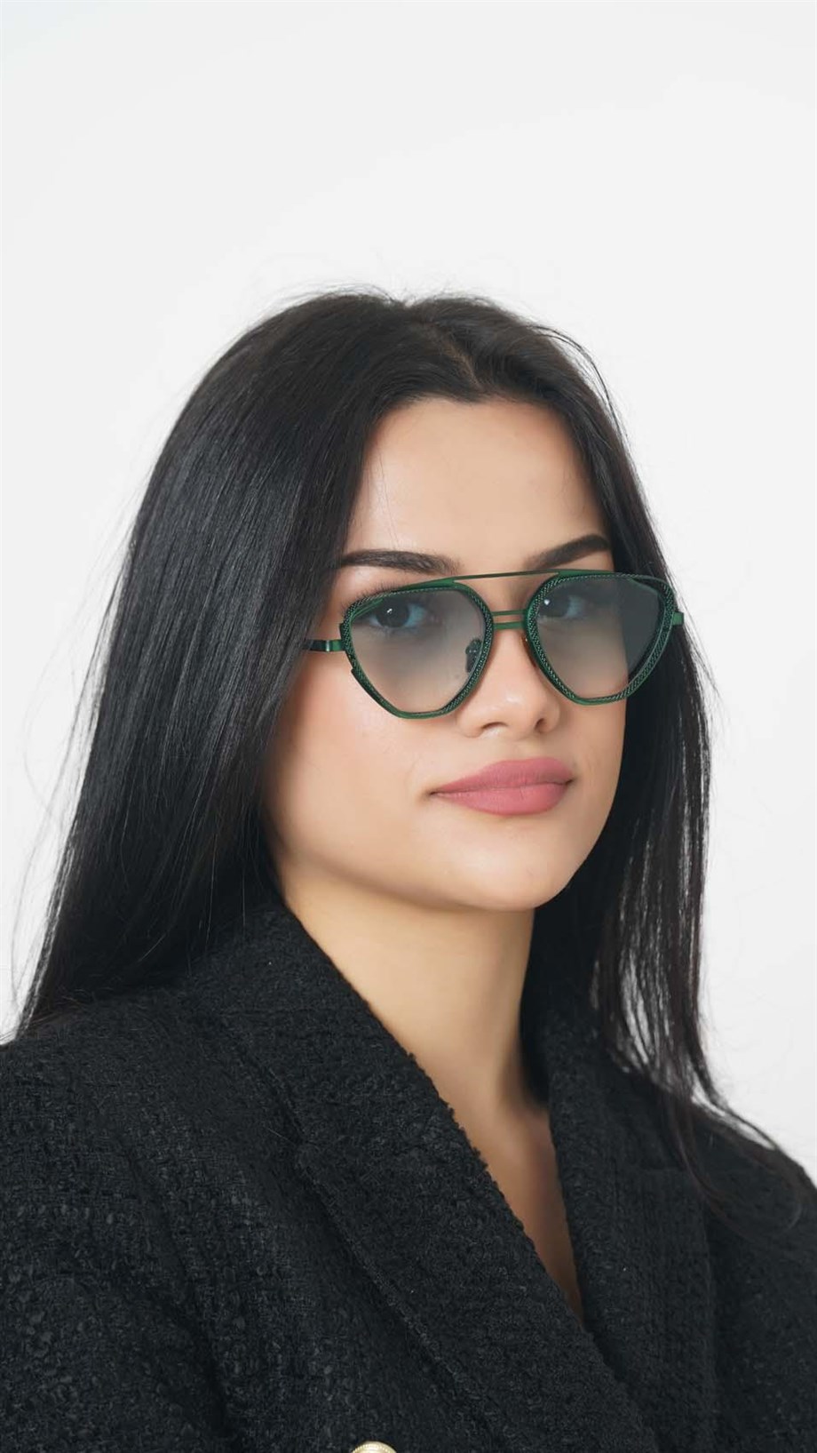 Angel Eyes Yeşil Geometrik Çerçeve Unisex Güneş Gözlüğü