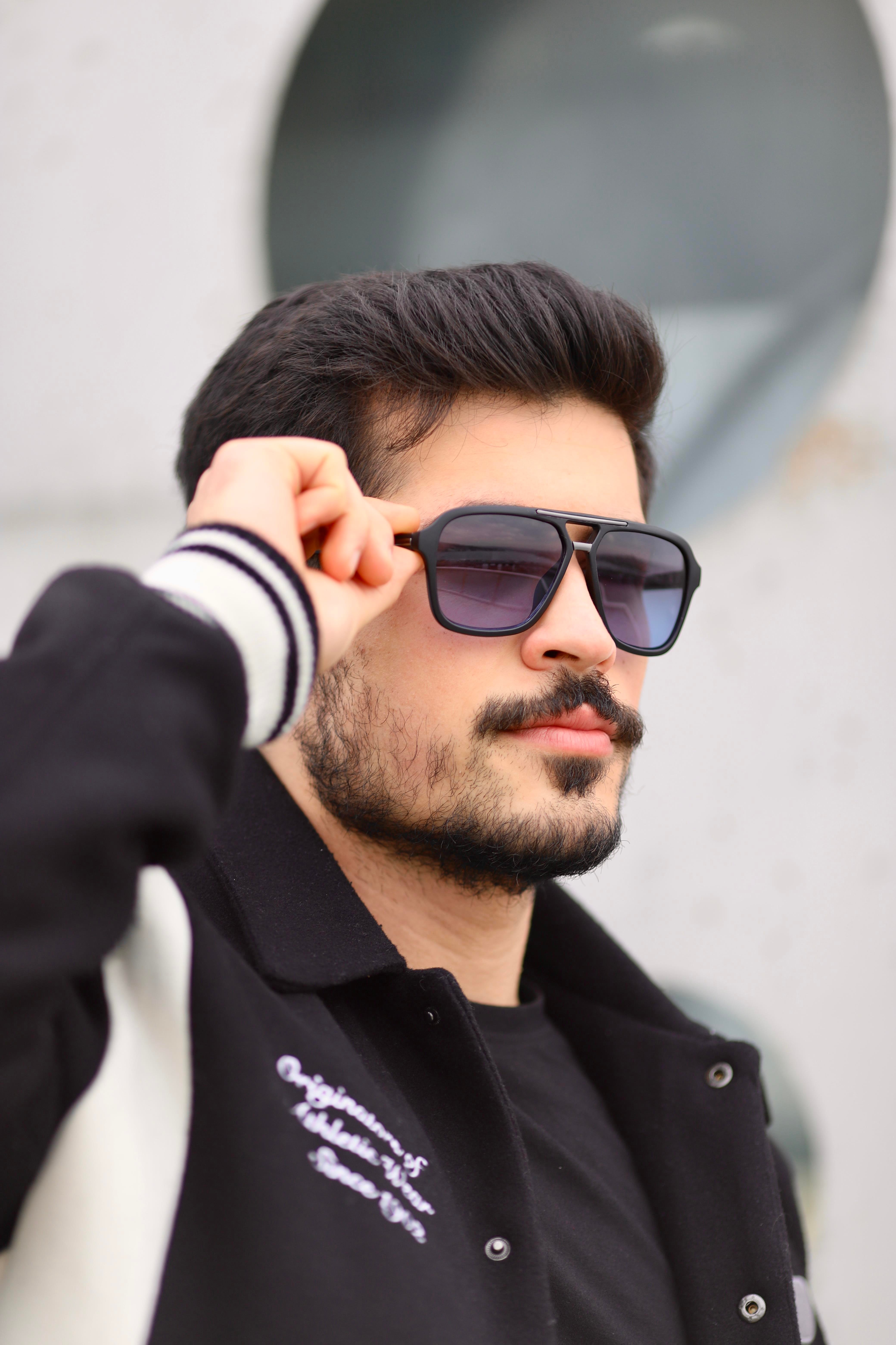 Dikdörtgen Siyah Çerçeve Lacivert Cam Kadın Erkek Güneş Gözlüğü
