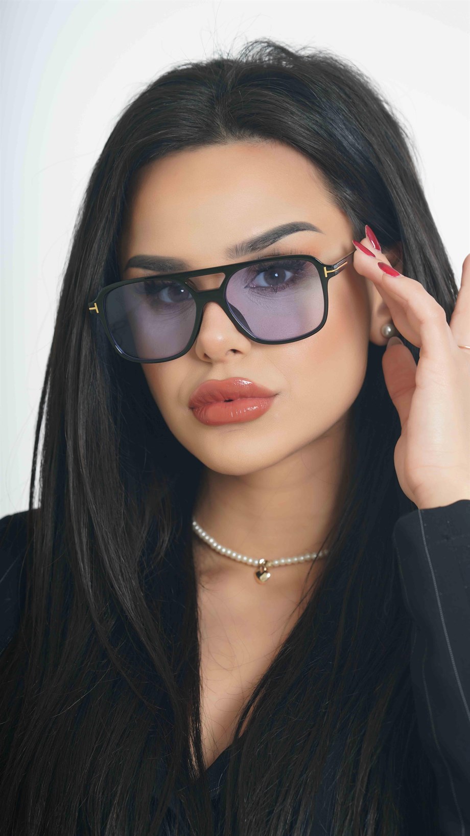 Kemik Çerçeve Mavi Cam Unisex Güneş Gözlüğü YW-3885C1