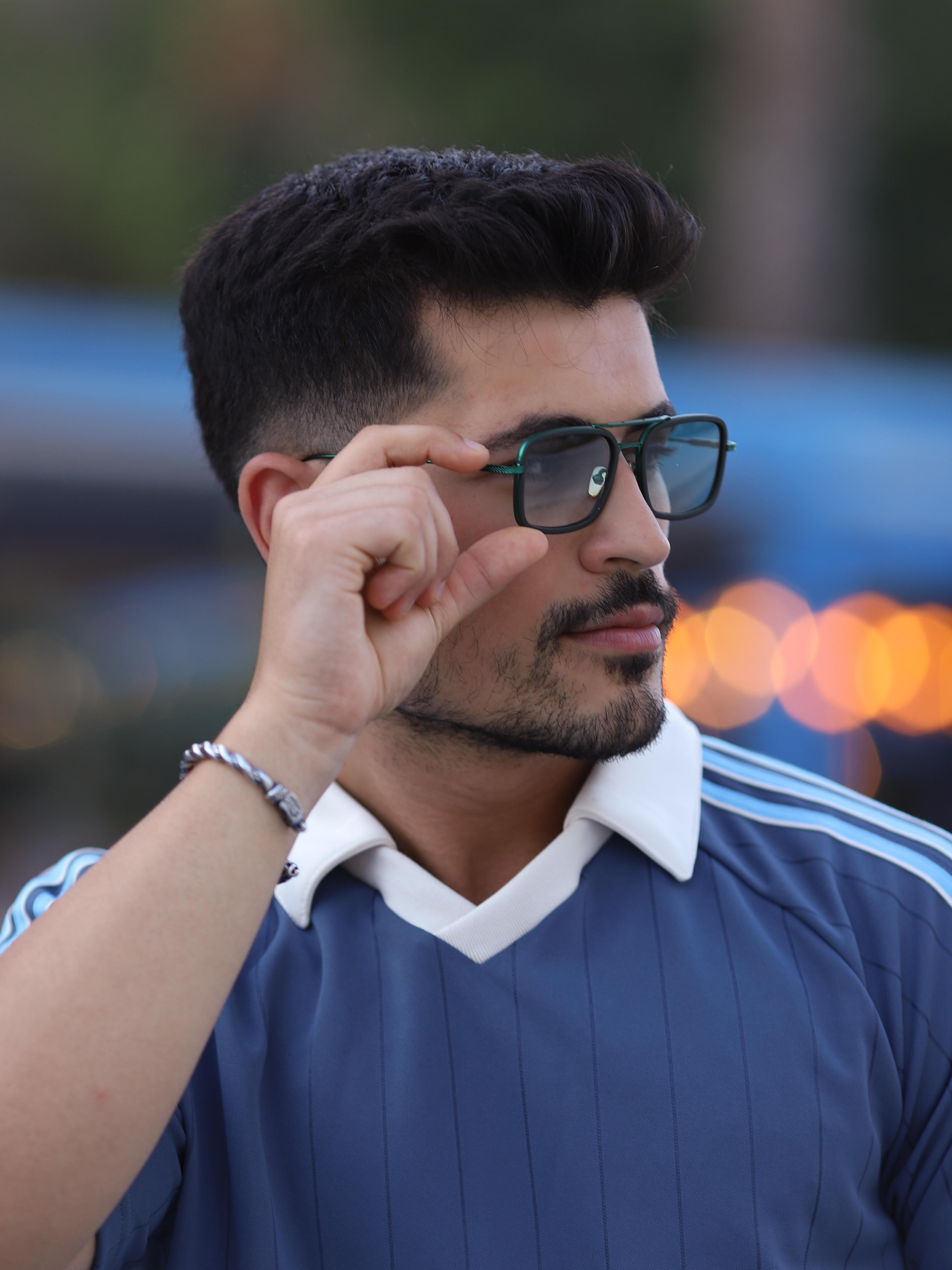 Yeşil Dikdörtgen Unisex Model Güneş Gözlüğü AE2032C9