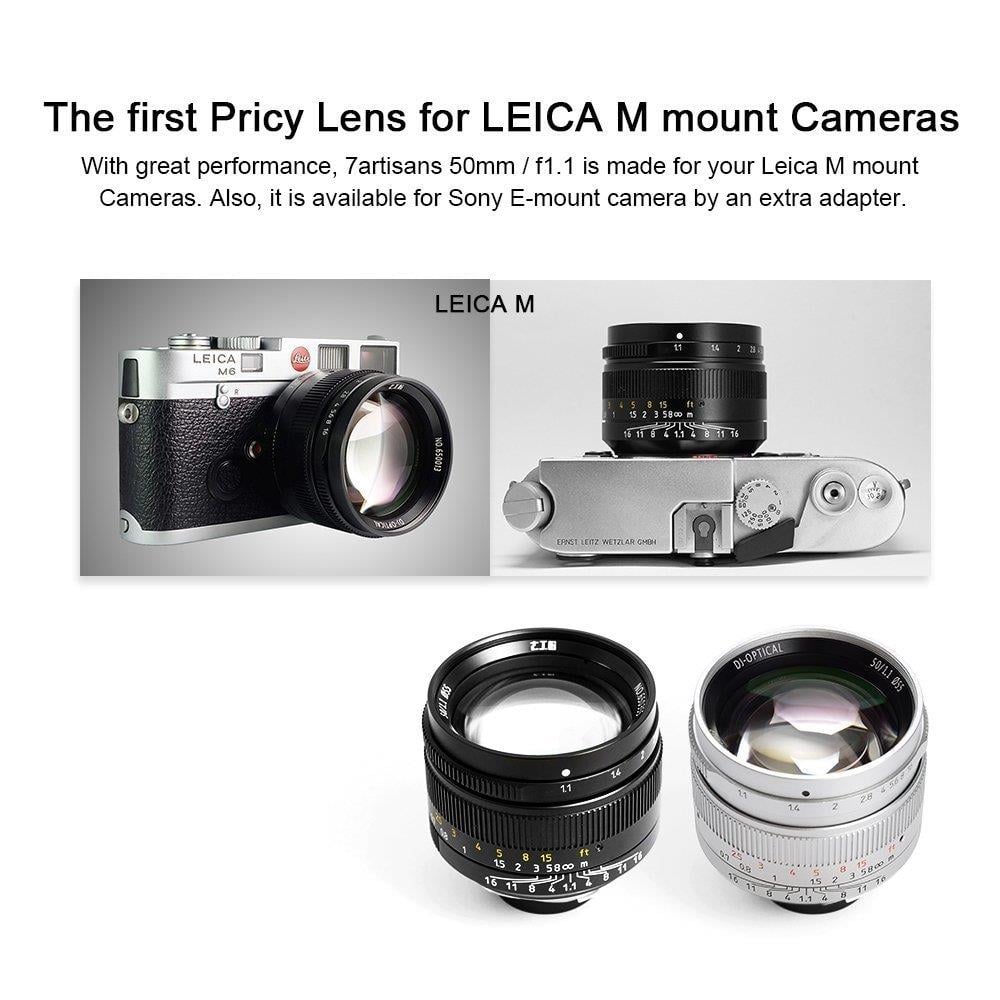 7artisans 50mm F1.1 Fixed Lens (Leica M-mount) Gümüş