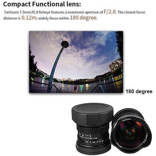 7artisans 7.5mm F2.8 APS-C Fisheye Fixed Lens (M43 Panasonic ve Olympus Mount)