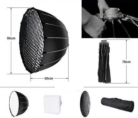 91cm Siyah astar Parapolic softbox