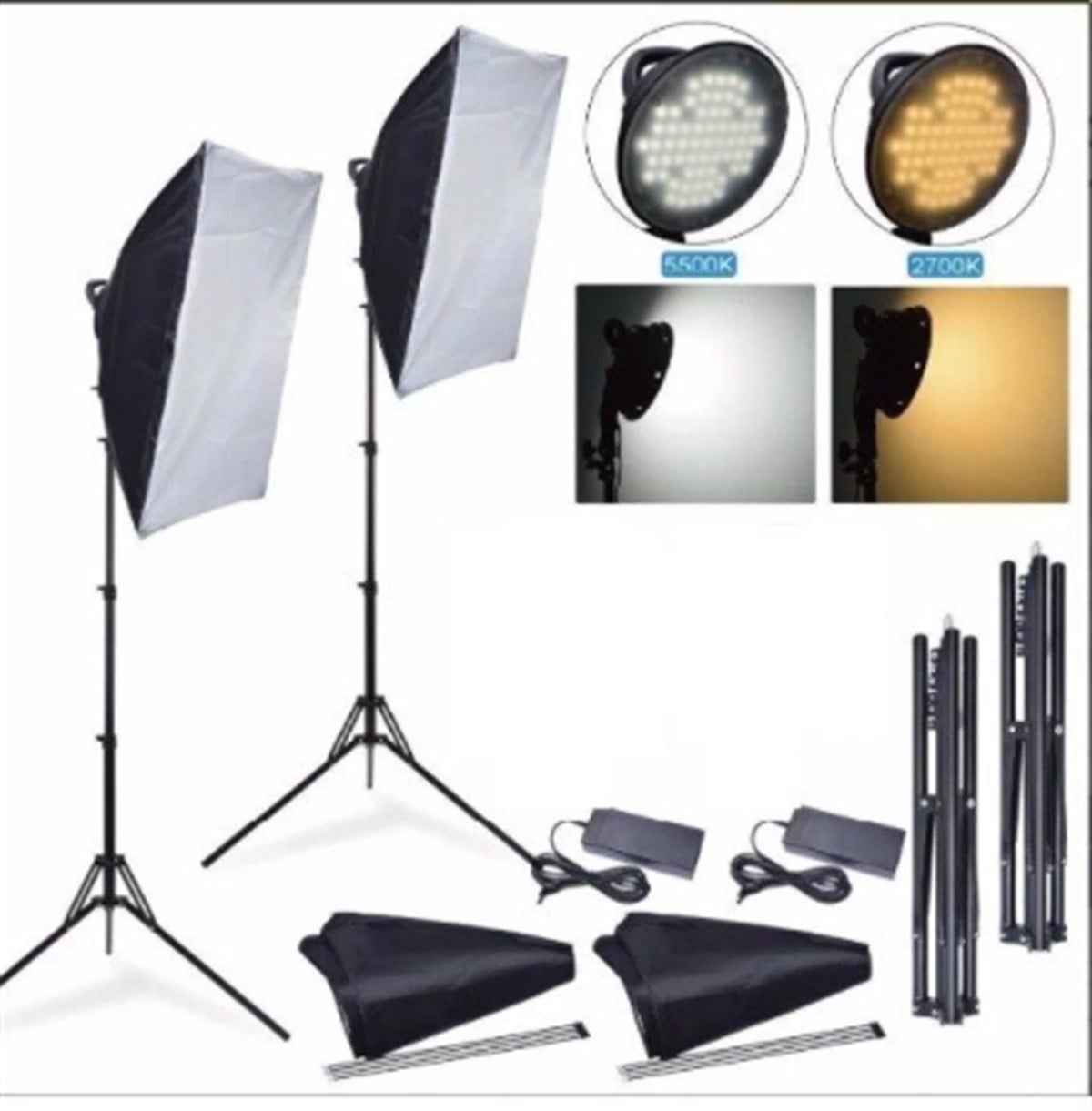 Andoer Led-126 50x70 Soft İkili Set Sürekli Işık 5500K 2700K Video Çekim Işığı 45W