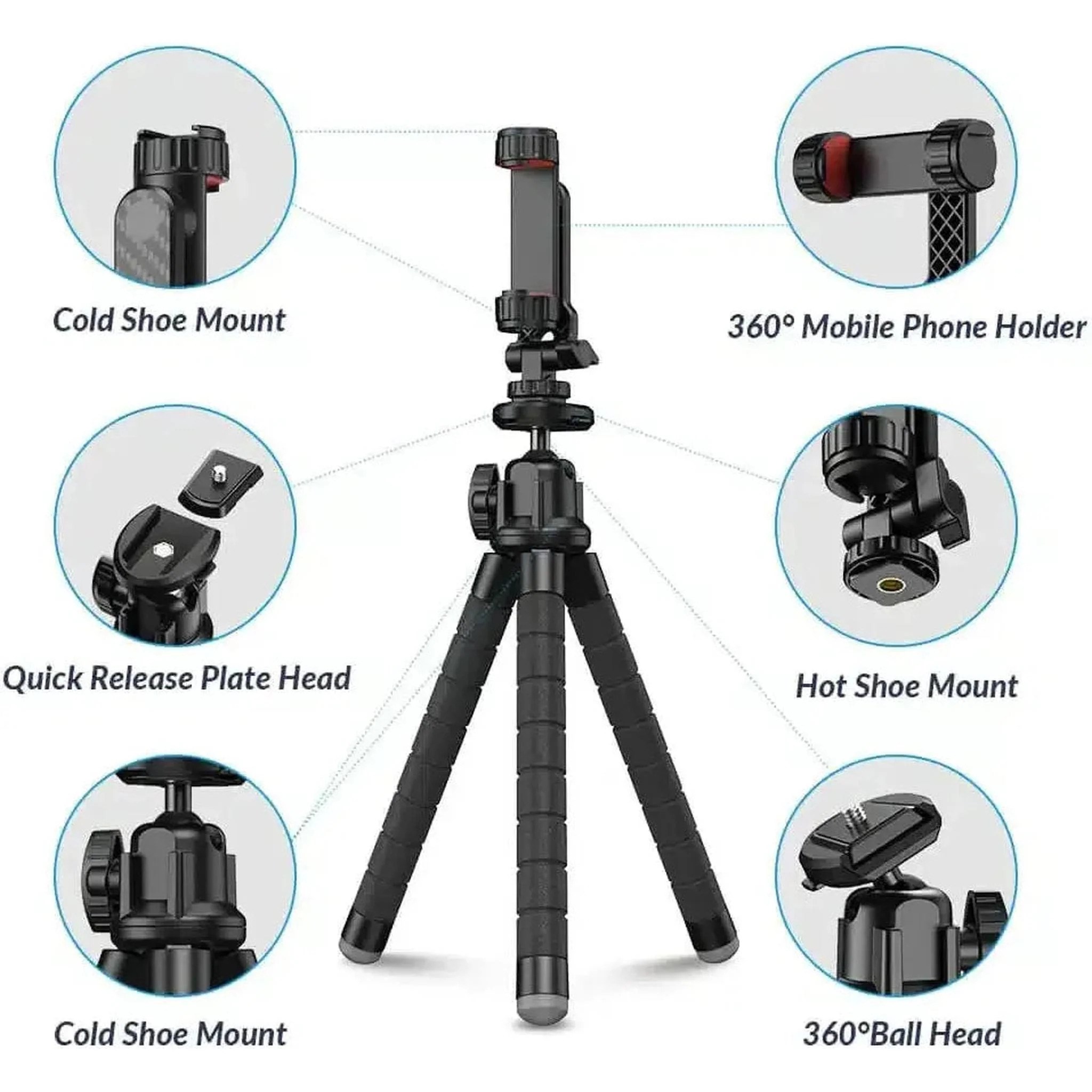 Apexel 360 Derece Dönebilen Ahtapot Tripod