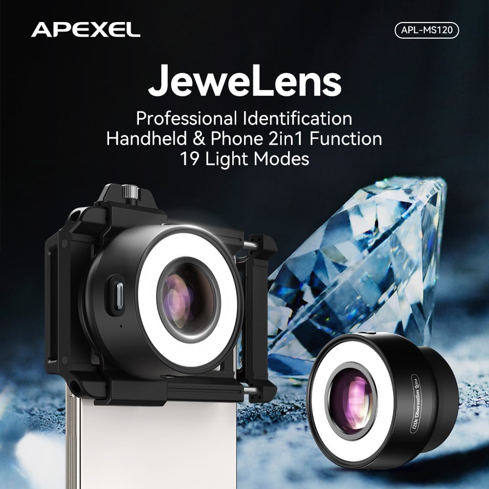 Apexel JeweLens 120X Aydınlatmalı Kuyumcu Büyüteci