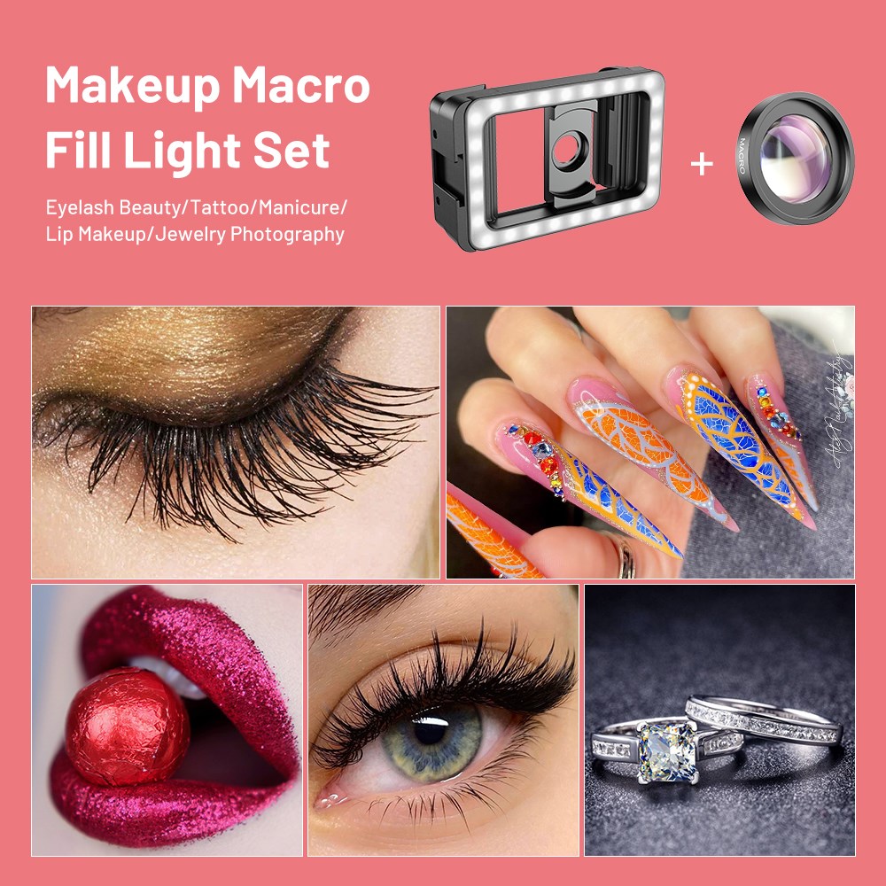 Apexel M15 Dolgu Işıklı Makro Lens