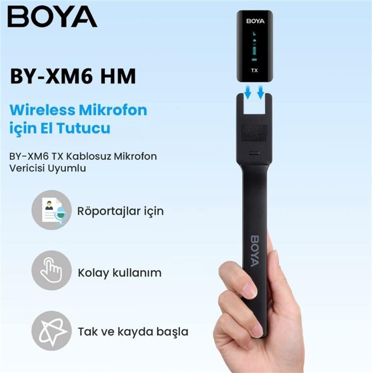 Boya BY-XM6 HM Elde Taşınabilir Kablosuz Mikrofon Tutucu
