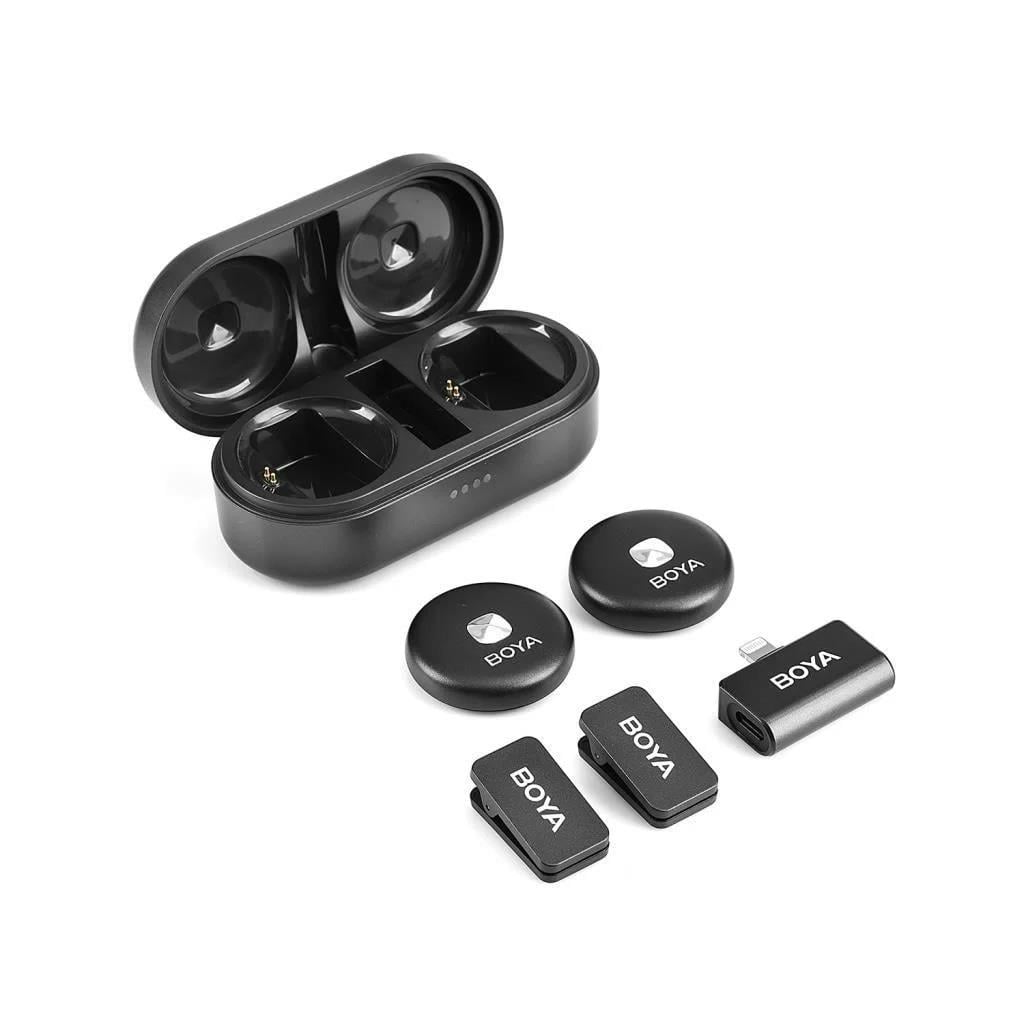 BOYA Omic-D Wireless İkili Yaka Mikrofonu Lightning (Siyah)