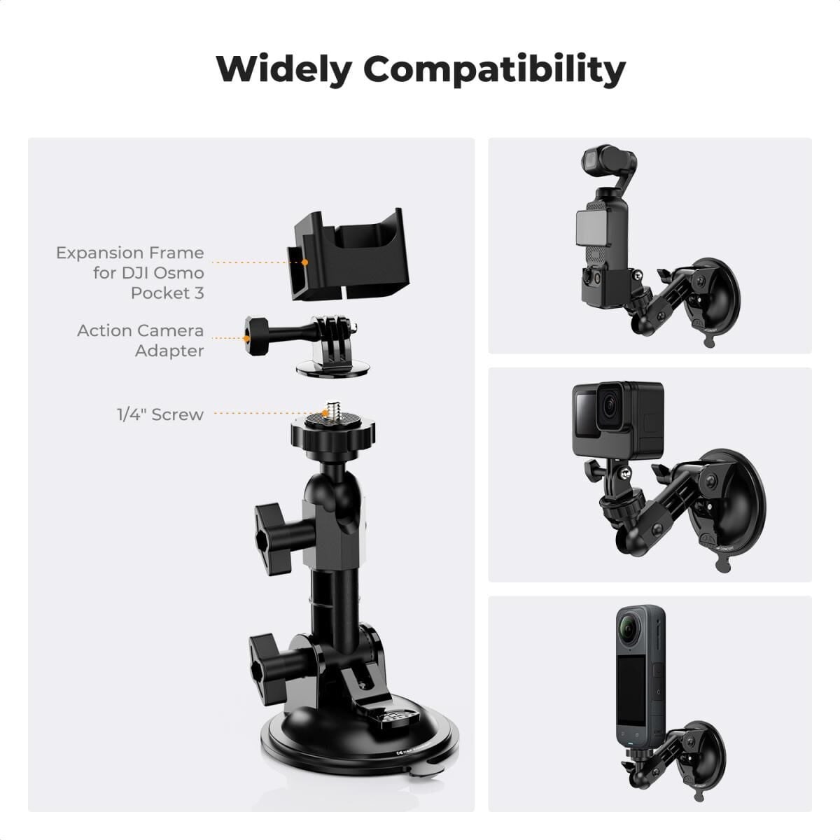 DJI Osmo Pocket 3/4  GoPro Hero 13/12/11/10/9  DJI Osmo Action 3/4/5 /6 Insta360 X5/X4 Vantuz