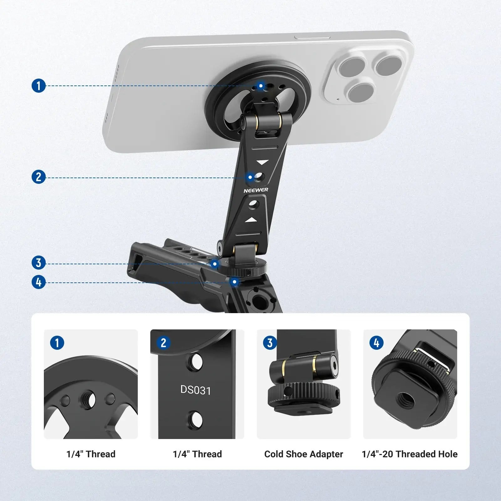 DS031 Profesyonel Manyetik Telefon Tripod Bağlantı Aparatı