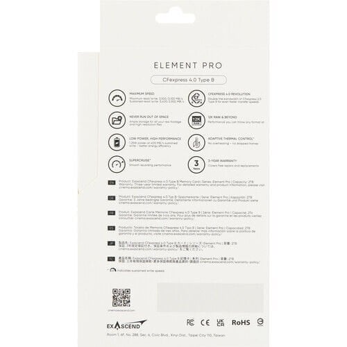 Exascend 1TB Element Pro CFexpress 4.0 Type B Hafıza Kartı 3500Mbs okuma / 3100Mbs yazma
