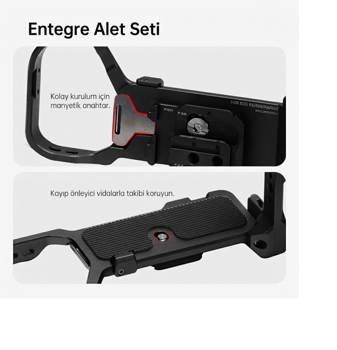 FALCAM F22 F38 F50 Quick Release Kamera L Bracket R5 II R5 R5C R6 R6 II R6 III Uyumlu Siyah - C00B5404B