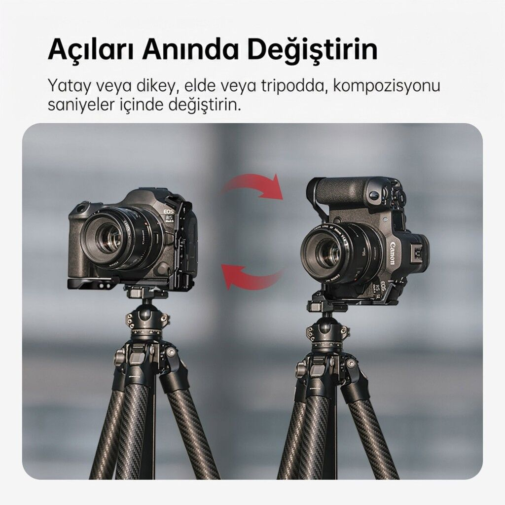 FALCAM F22 F38 F50 Quick Release Kamera L Bracket R5 II R5 R5C R6 R6 II R6 III Uyumlu Siyah - C00B5404B