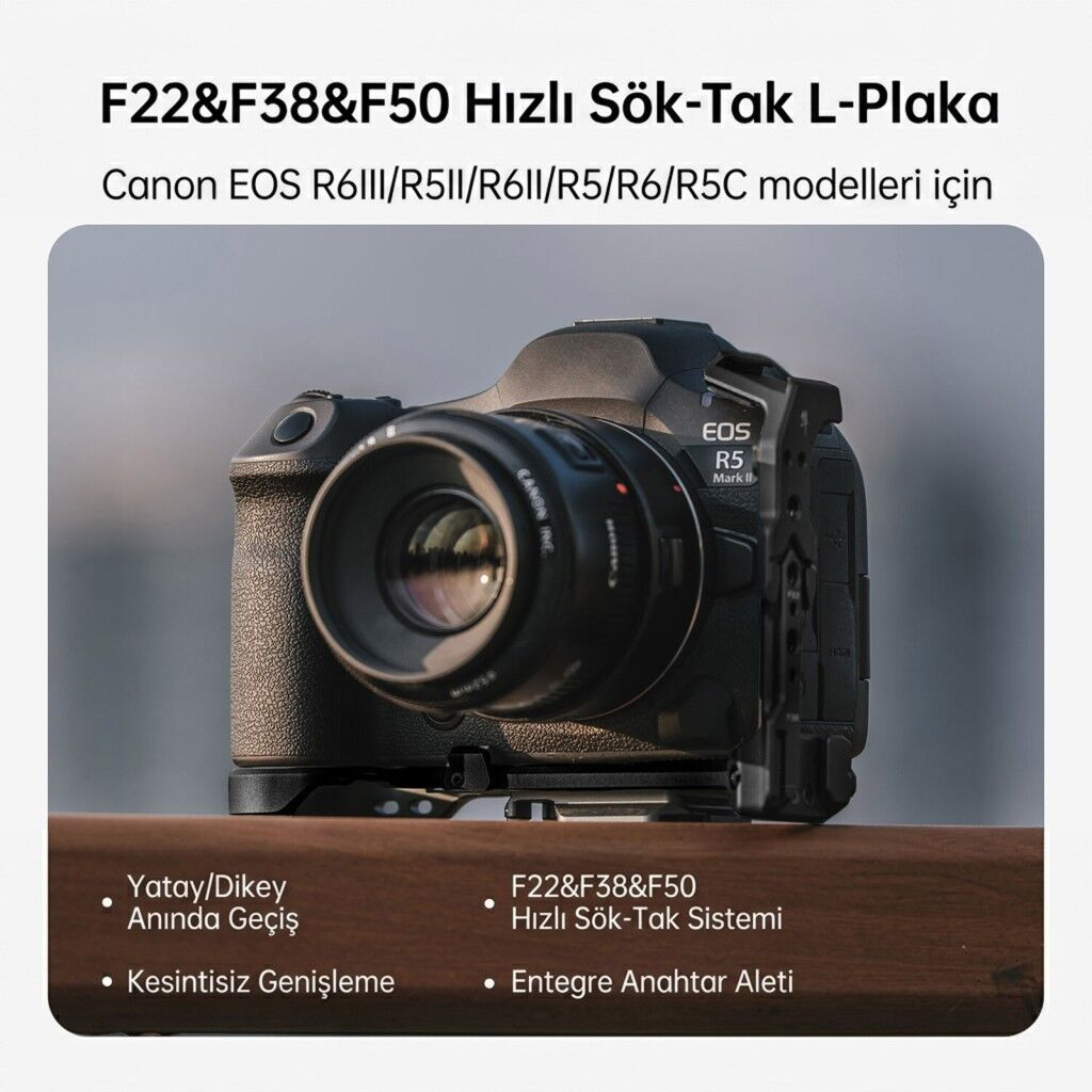 FALCAM F22 F38 F50 Quick Release Kamera L Bracket R5 II R5 R5C R6 R6 II R6 III Uyumlu Siyah - C00B5404B