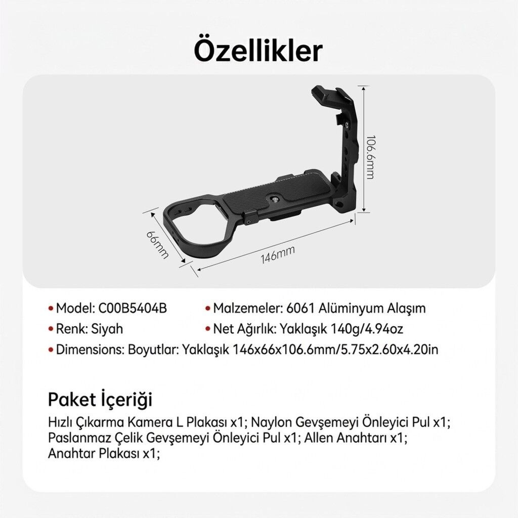 FALCAM F22 F38 F50 Quick Release Kamera L Bracket R5 II R5 R5C R6 R6 II R6 III Uyumlu Siyah - C00B5404B