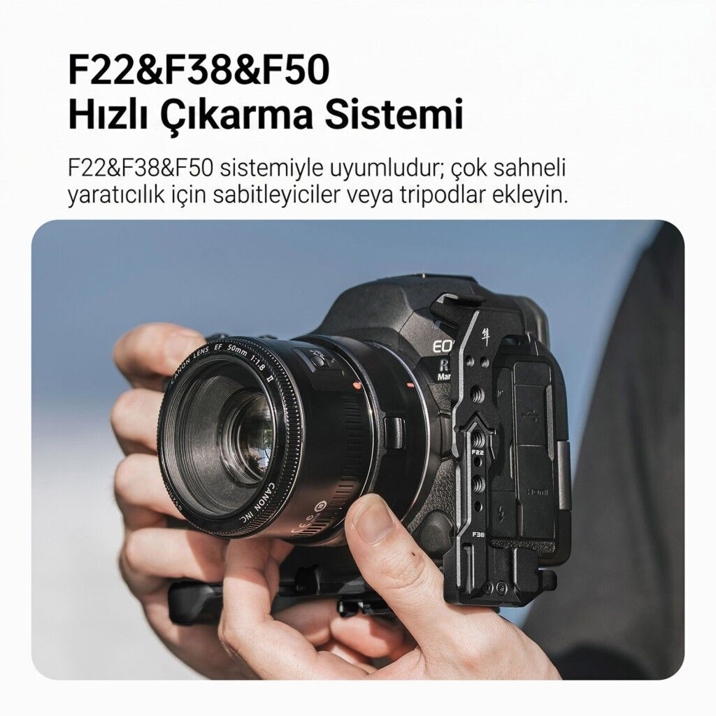 FALCAM F22 F38 F50 Quick Release Kamera L Bracket R5 II R5 R5C R6 R6 II R6 III Uyumlu Siyah - C00B5404B