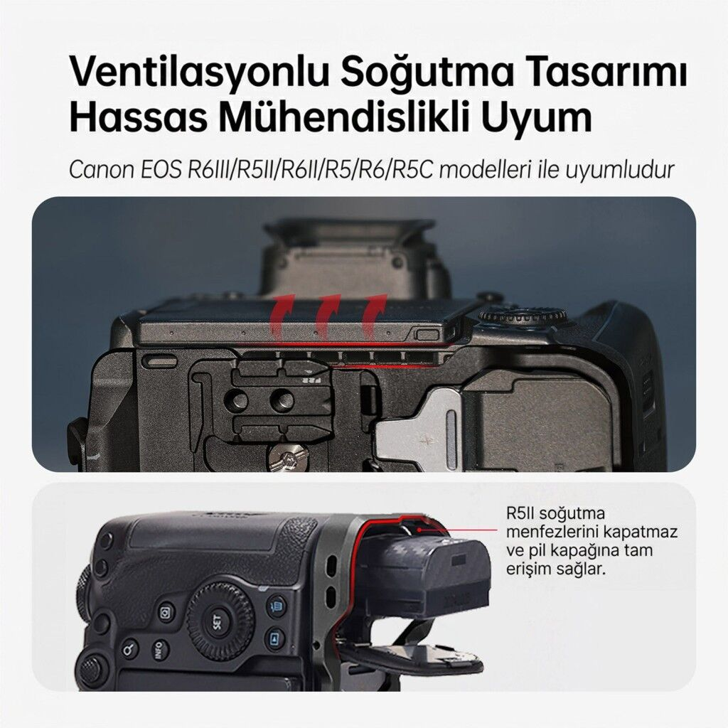 FALCAM F22 F38 F50 Quick Release Kamera L Bracket R5 II R5 R5C R6 R6 II R6 III Uyumlu Siyah - C00B5404B