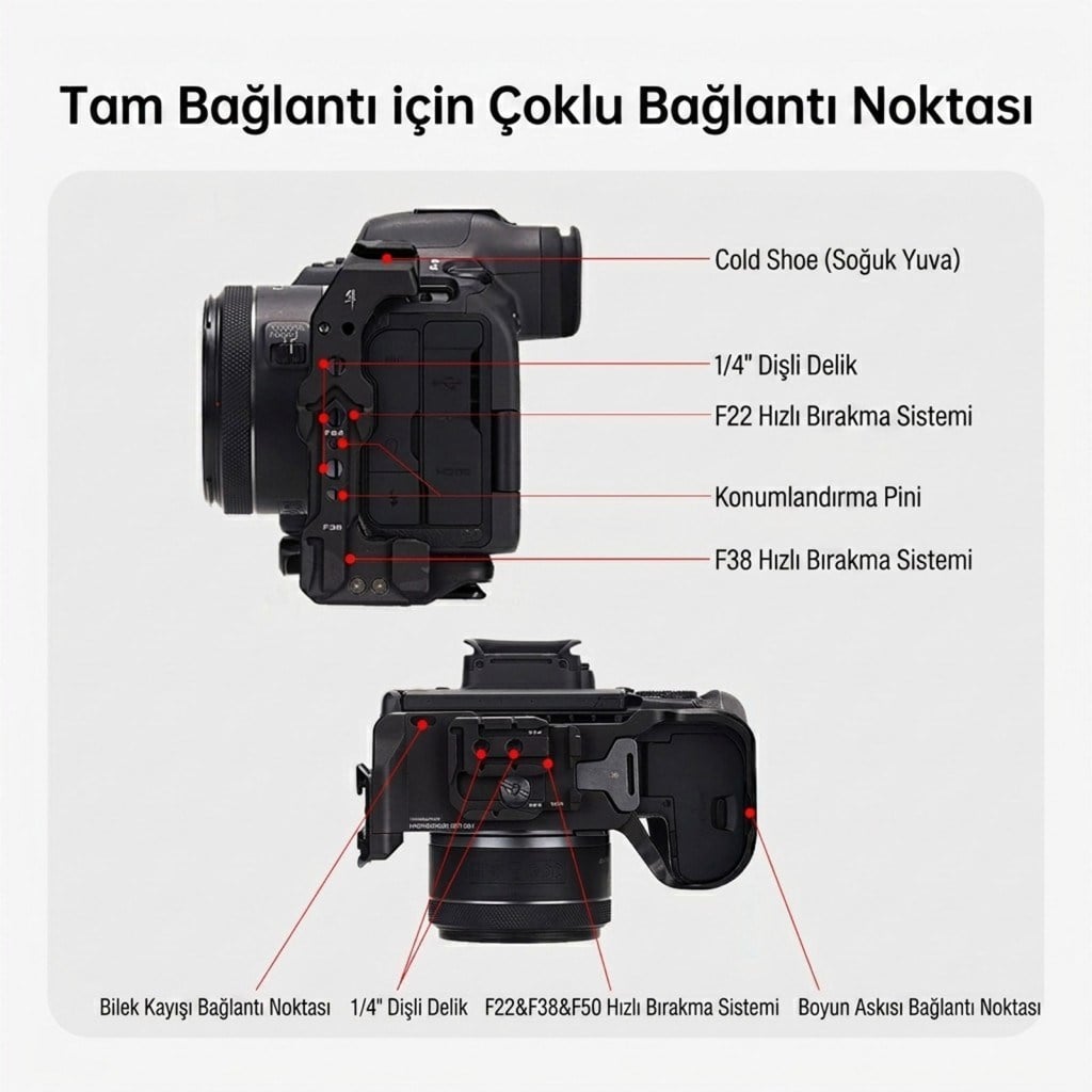 FALCAM F22 F38 F50 Quick Release Kamera L Bracket R5 II R5 R5C R6 R6 II R6 III Uyumlu Siyah - C00B5404B