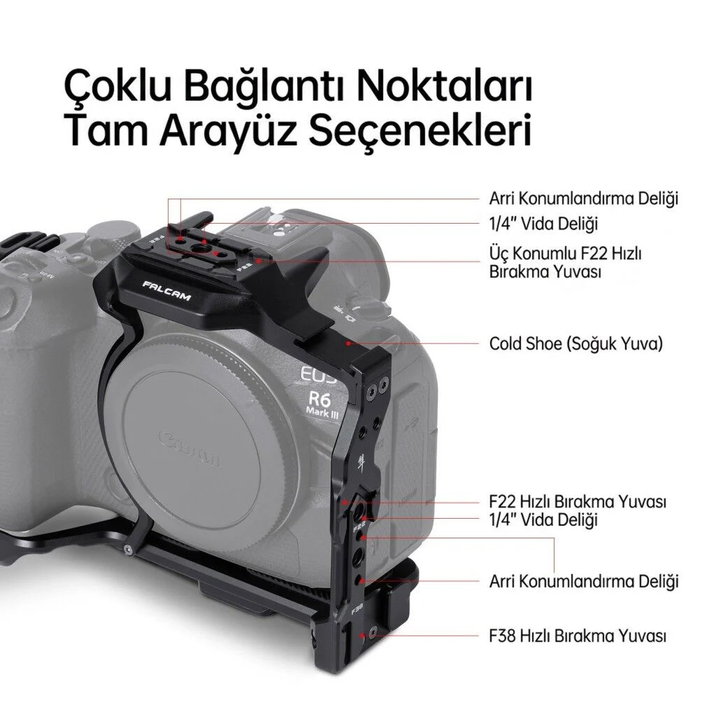 FALCAM F22 F38 F50 Quick Release Modüler Kamera Kafesi R5 II R5 R5C R6 R6 II Uyumlu Siyah - C00B4802B