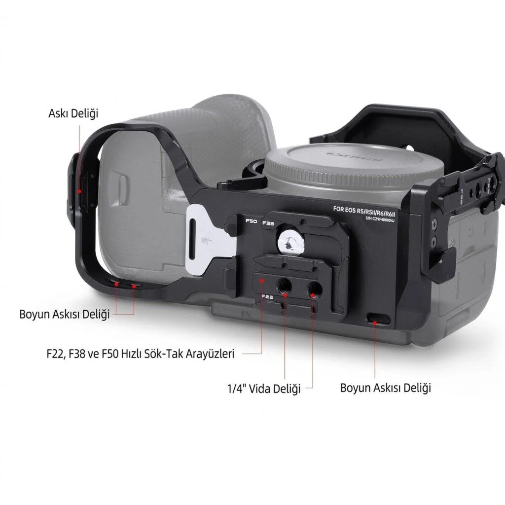 FALCAM F22 F38 F50 Quick Release Modüler Kamera Kafesi R5 II R5 R5C R6 R6 II Uyumlu Siyah - C00B4802B