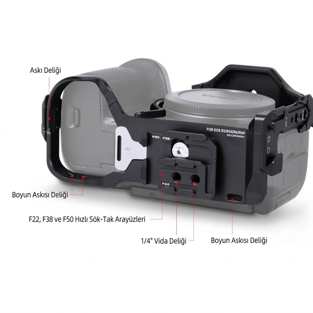 FALCAM F22 F38 F50 Quick Release Modüler Kamera Kafesi R5 II R5 R5C R6 R6 II Uyumlu Siyah - C00B4802B