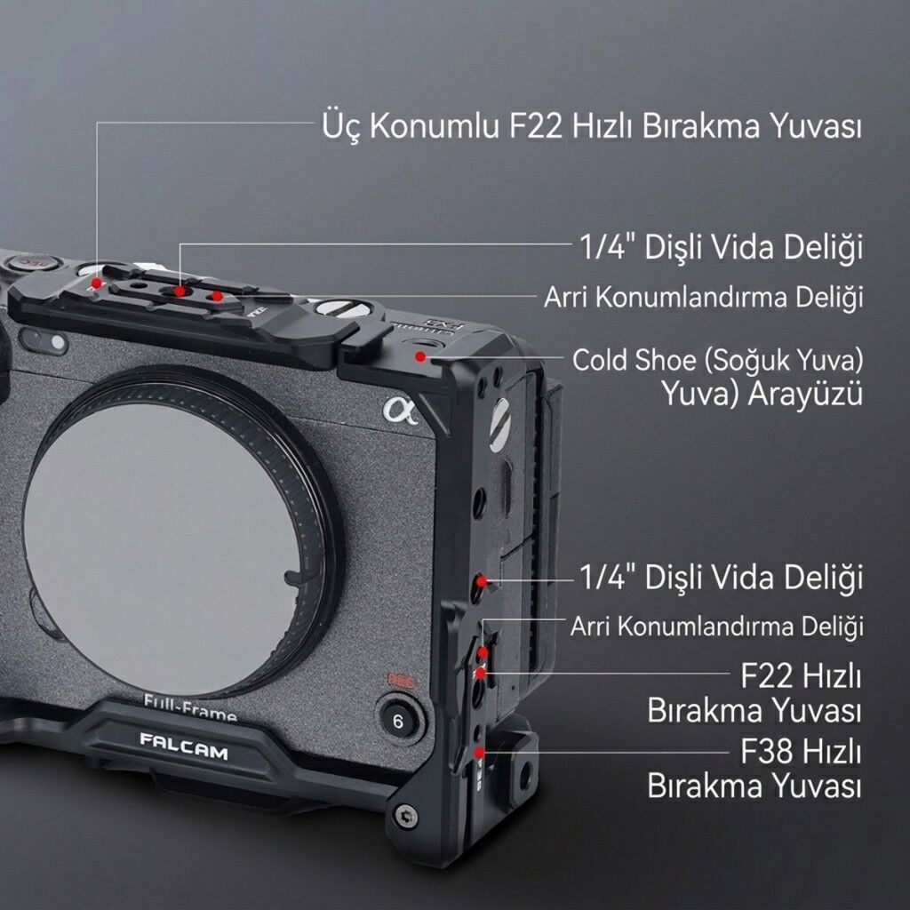 FALCAM F22 F38 F50 Quick Release V3 FX3 FX30 Uyumlu Modüler Kamera Kafesi Siyah - C00B2823B