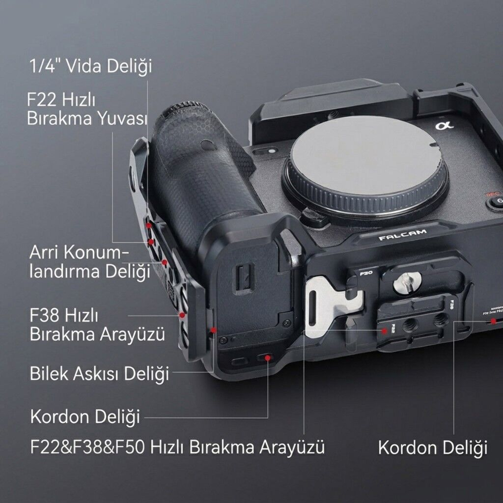 FALCAM F22 F38 F50 Quick Release V3 FX3 FX30 Uyumlu Modüler Kamera Kafesi Siyah - C00B2823B