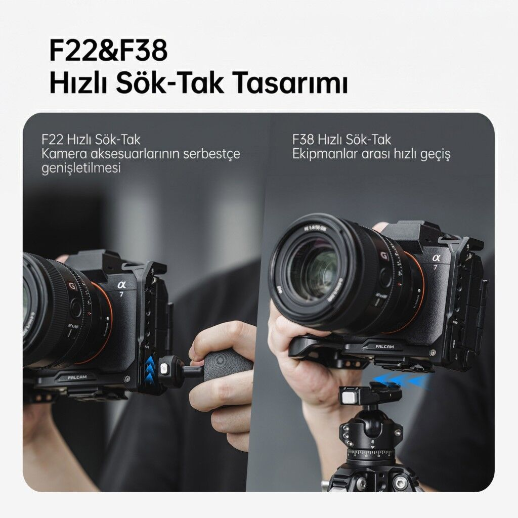 FALCAM F22 F38 Quick Release L Bracket A7M4 A7S3 A7R5 Uyumlu Kamera L Braketi Siyah - C00B2976B