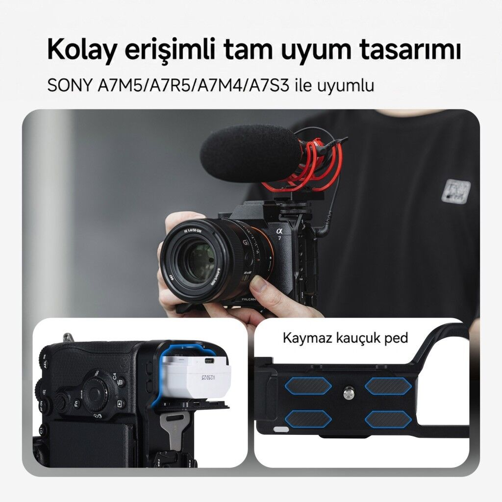 FALCAM F22 F38 Quick Release L Bracket A7M4 A7S3 A7R5 Uyumlu Kamera L Braketi Siyah - C00B2976B