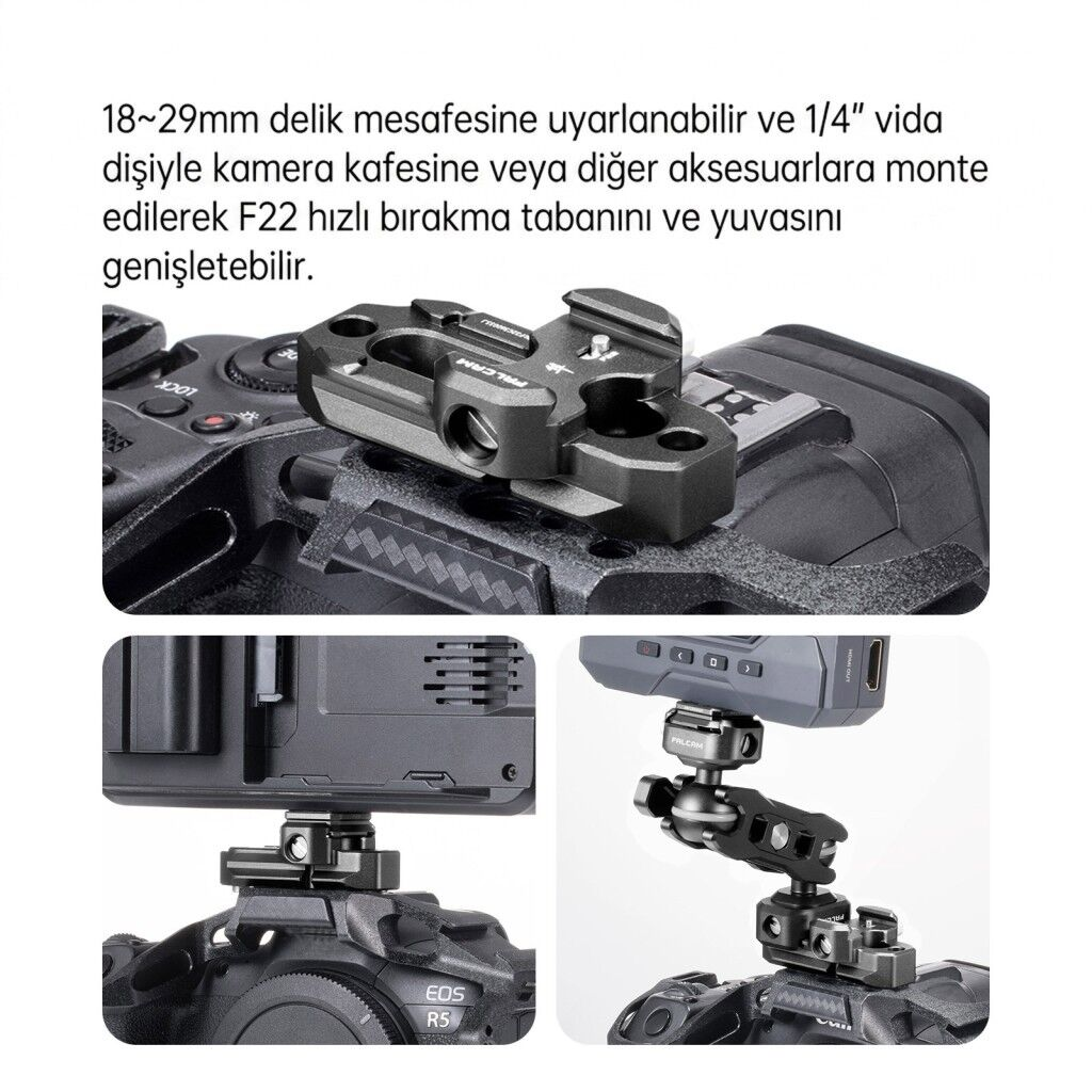 FALCAM F22 Quick Release to NATO Rail Adapter Montaj Aparatı Siyah - F22A3807B