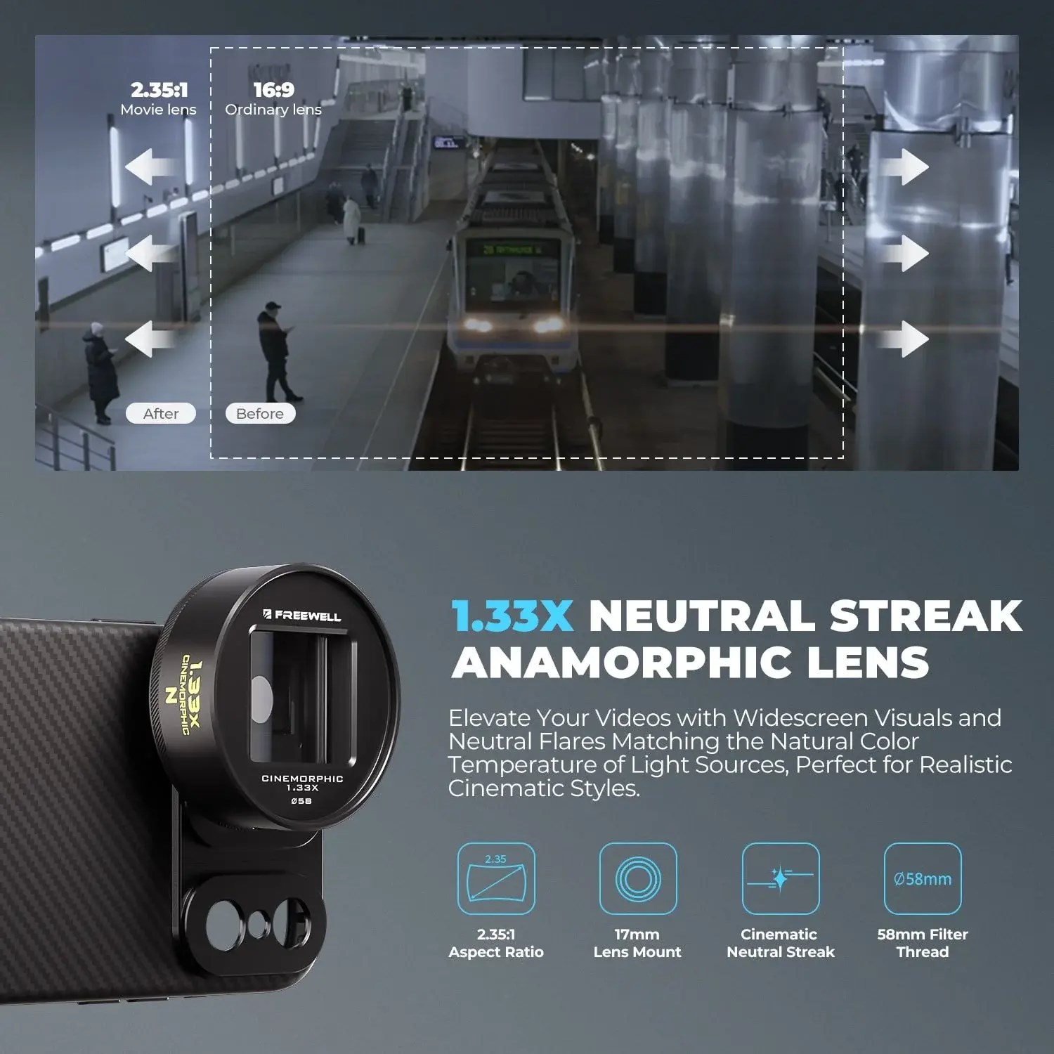 Freewell 1.33x Anamorphic Lens
