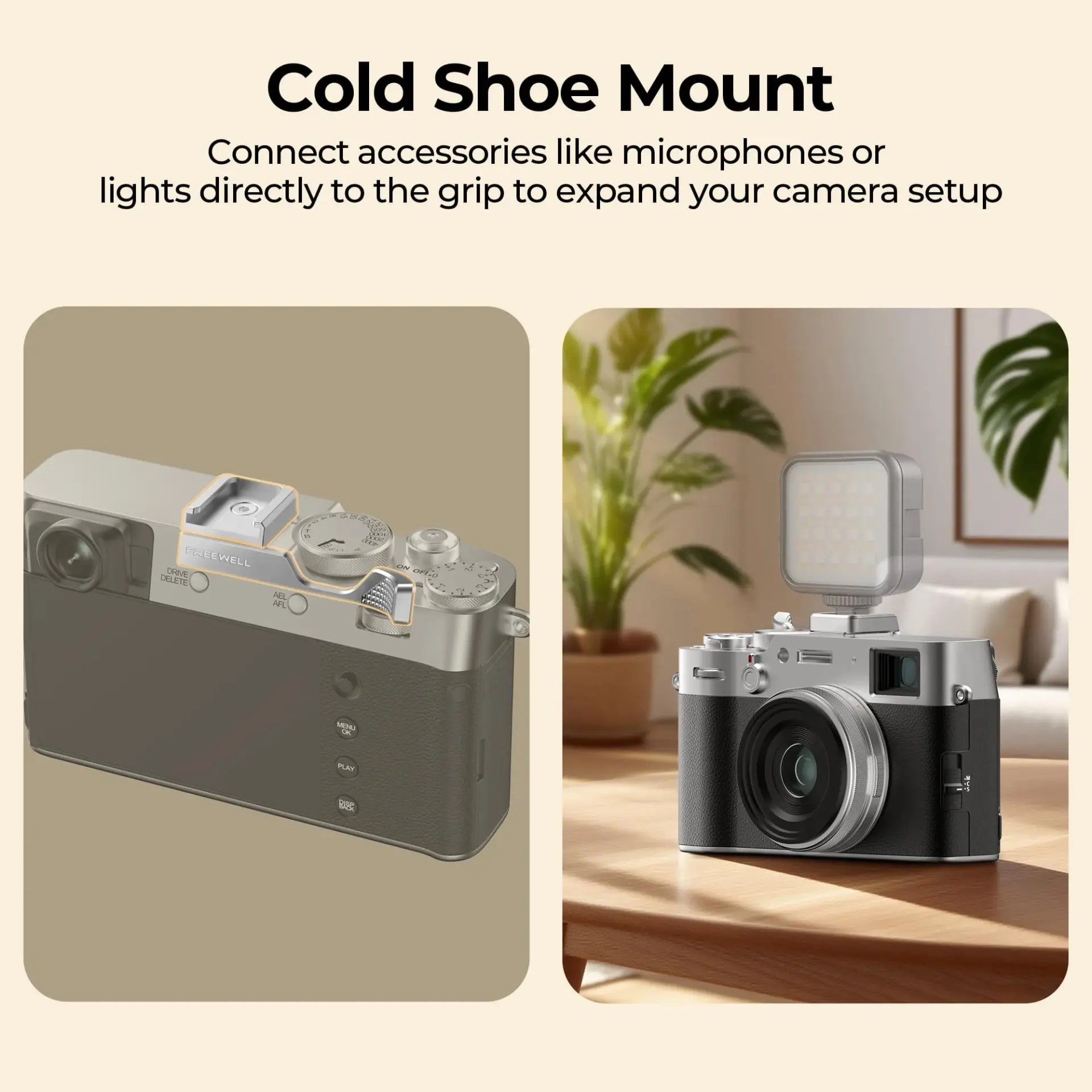 Freewell Fuji X100VI Thumb Grip with Cold Shoe Mount
