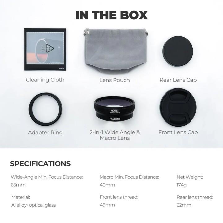 Freewell Fuji X100VI/X100V 2-in-1 Macro Wide Angle Lens