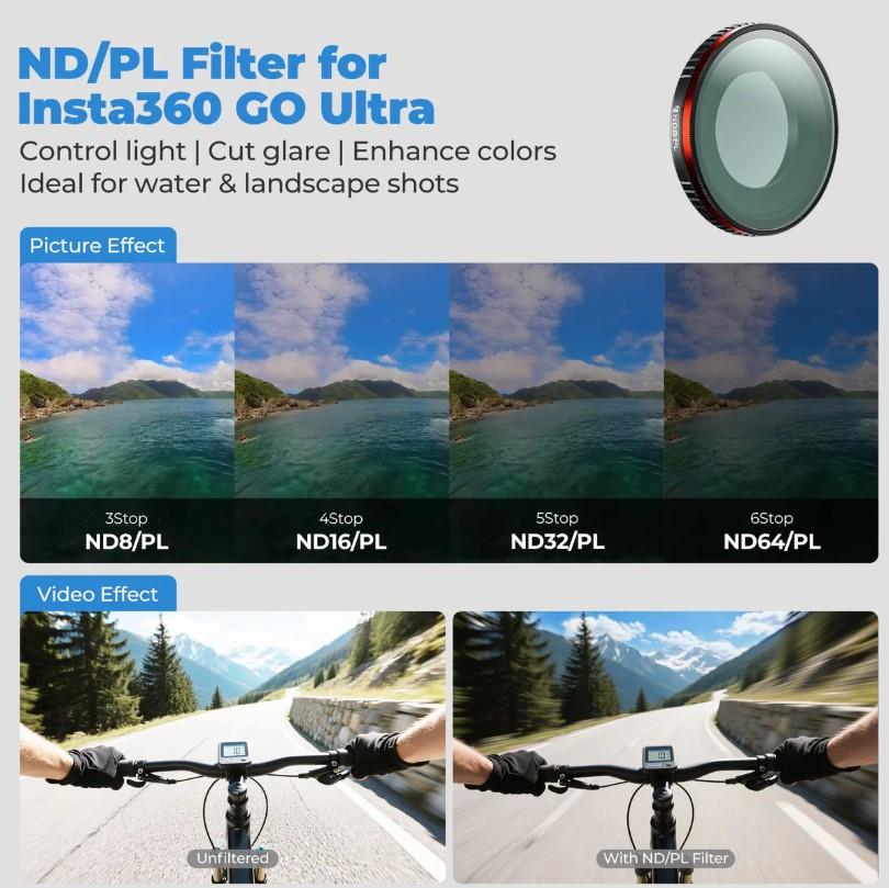 Freewell Insta360 GO Ultra ND/PL Filters 4 Pack - Bright Day