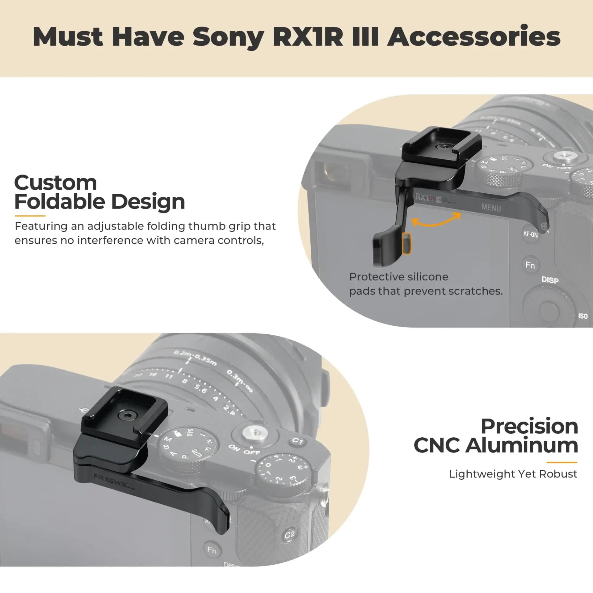 Freewell Sony RX1R III Thumb Grip with Cold Shoe Mount