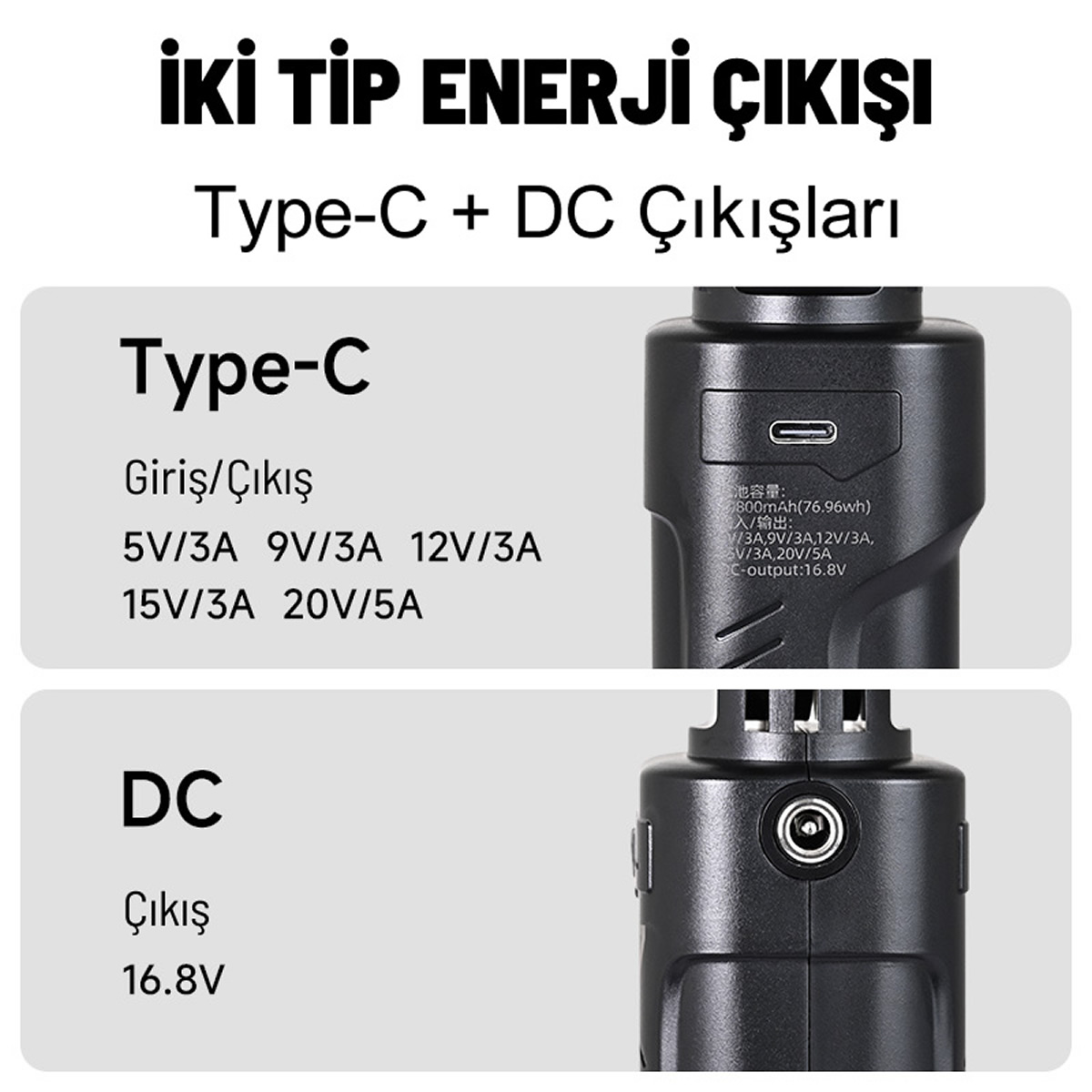GDX 20800mAh Hızlı Şarjlı Dış Çekim 100W Çıkışlı Taşınabilir El Tipi Powerbank Tripod Batarya