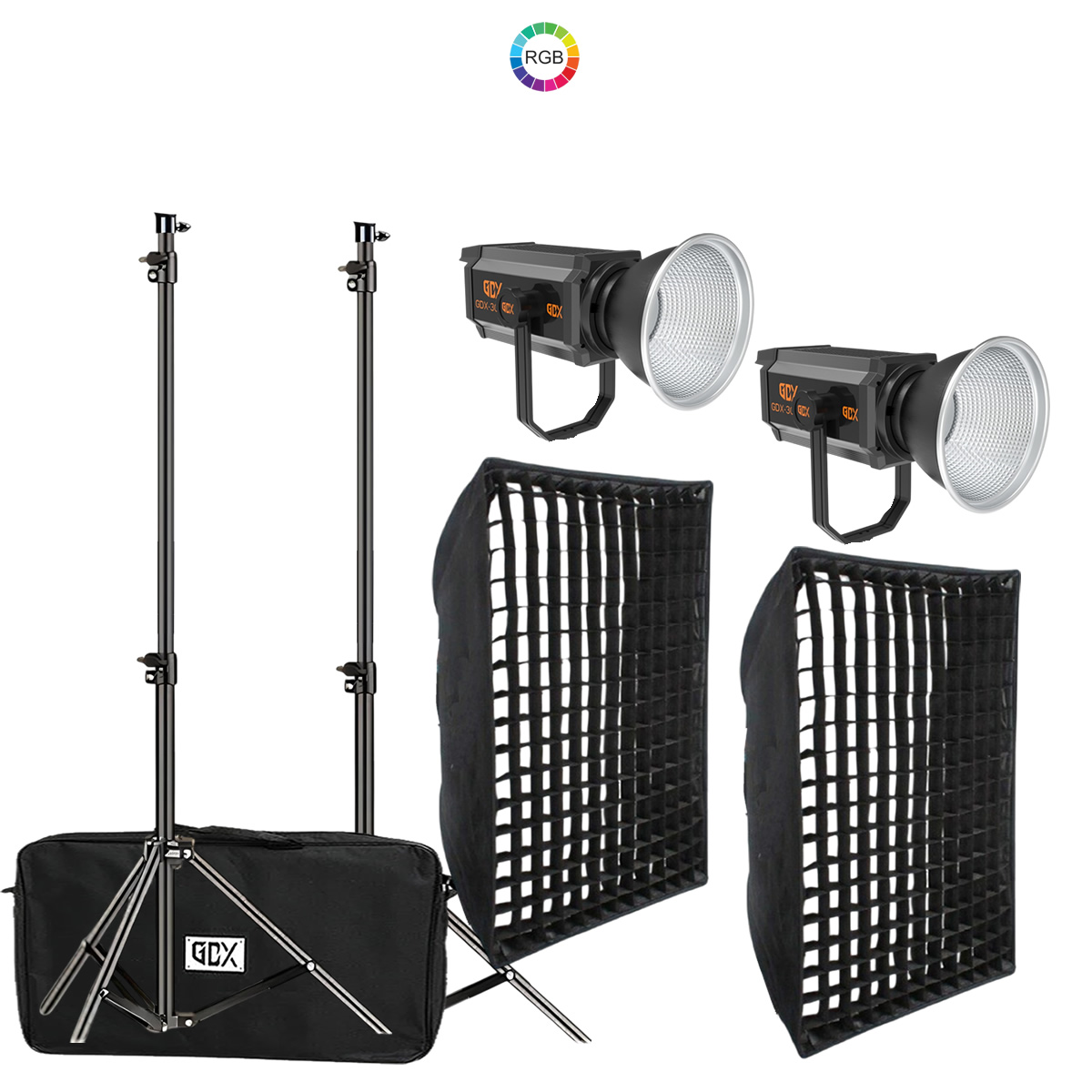 GDX 300 RGB III Profesyonel İkili Fotoğrafçılık ve Video Renkli Dolgu Işığı Seti