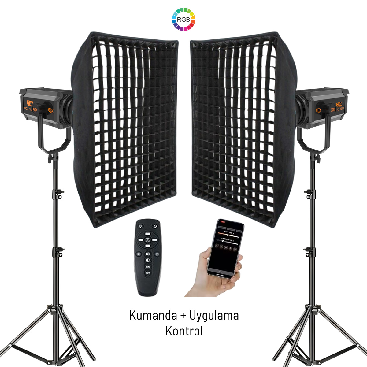 GDX 300 RGB III Profesyonel İkili Fotoğrafçılık ve Video Renkli Dolgu Işığı Seti