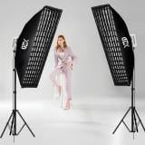 Gdx ML-Kit 2 COB LED Youtube Sürekli Video ve Fotoğraf Işık İkili Set + Gdx BW-6090 Gridli Softbox