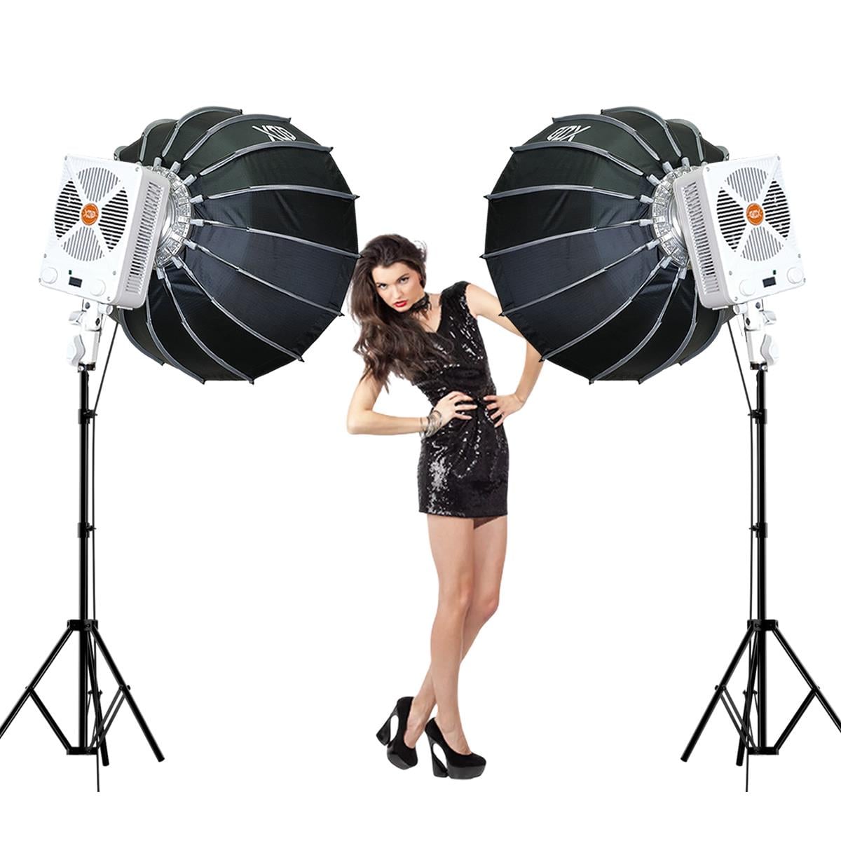 Gdx ML230W Bicolor Video Led 65cm Parabolic Softbox 260cm Işık Ayaklı İkili Sürekli Işık Seti