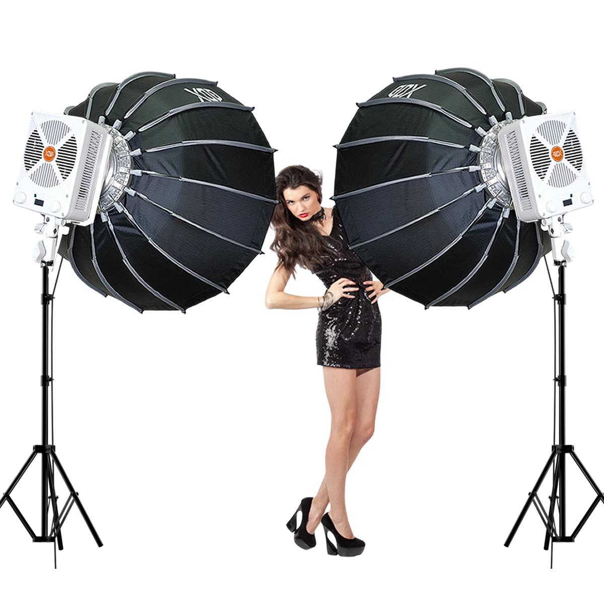 Gdx ML230W Bicolor Video Led 90cm Parabolic Softbox 260cm Işık Ayaklı İkili Sürekli Işık Seti