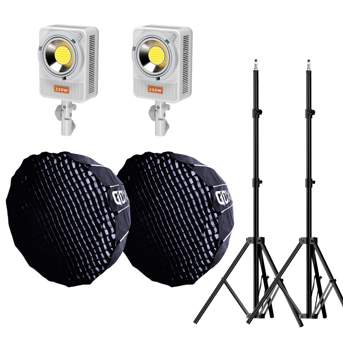 Gdx ML230W Bicolor Video Led 90cm Parabolic Softbox 260cm Işık Ayaklı İkili Sürekli Işık Seti