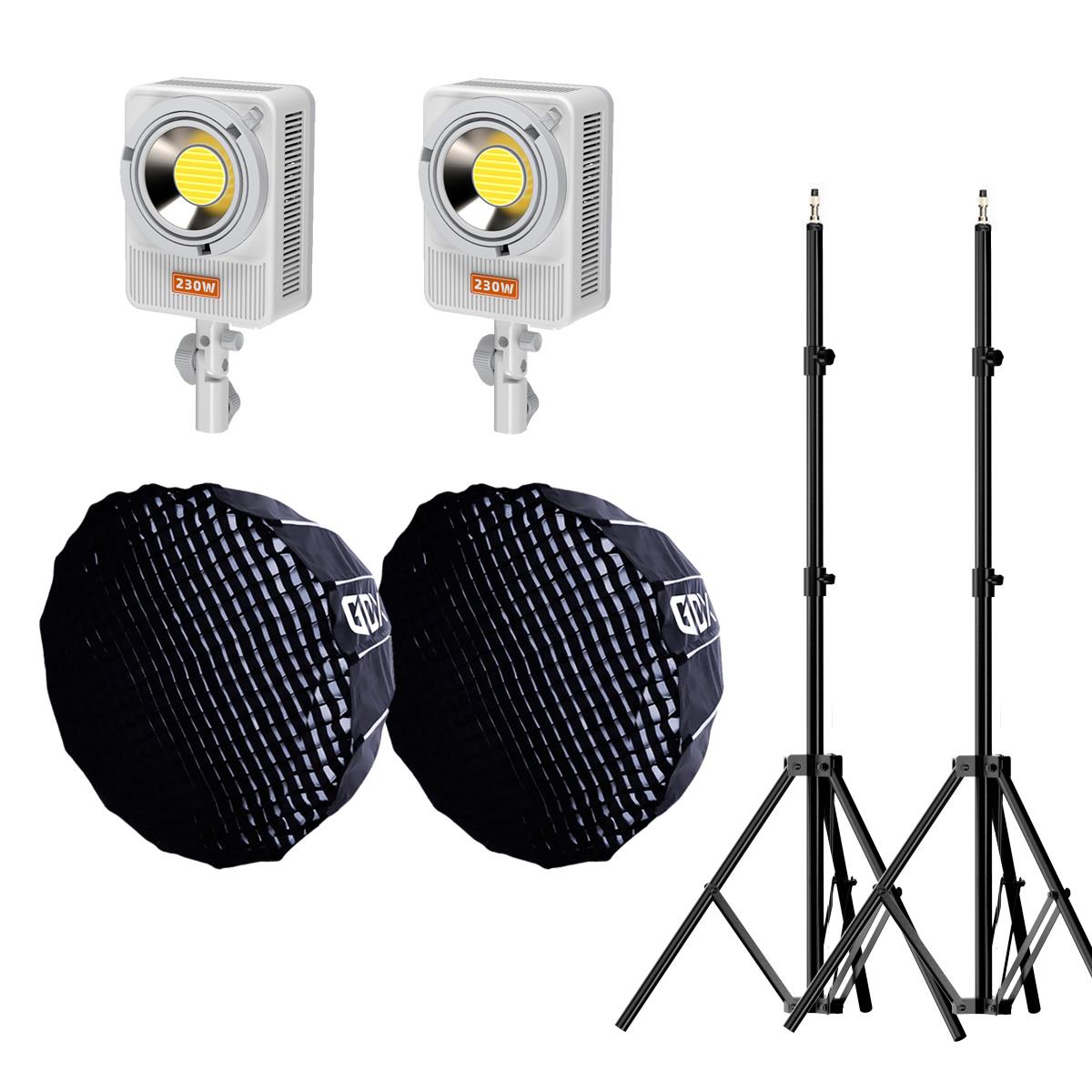 Gdx ML230W Bicolor Video Led 90cm Parabolic Softbox 260cm Işık Ayaklı İkili Sürekli Işık Seti