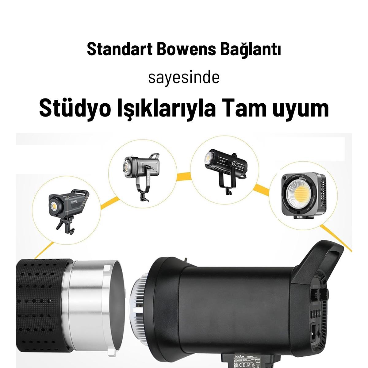 Gdx SN-02 120mm Çaplı Optik Snoot Bowens Bağlantılı 35 Desen Kartlı 5 Renkli Filtreli